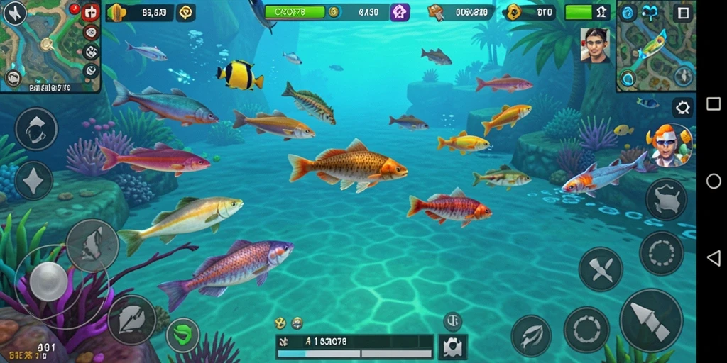 Tampilan gameplay seru di <strong>CACOR78</strong> saat menembak berbagai jenis ikan.