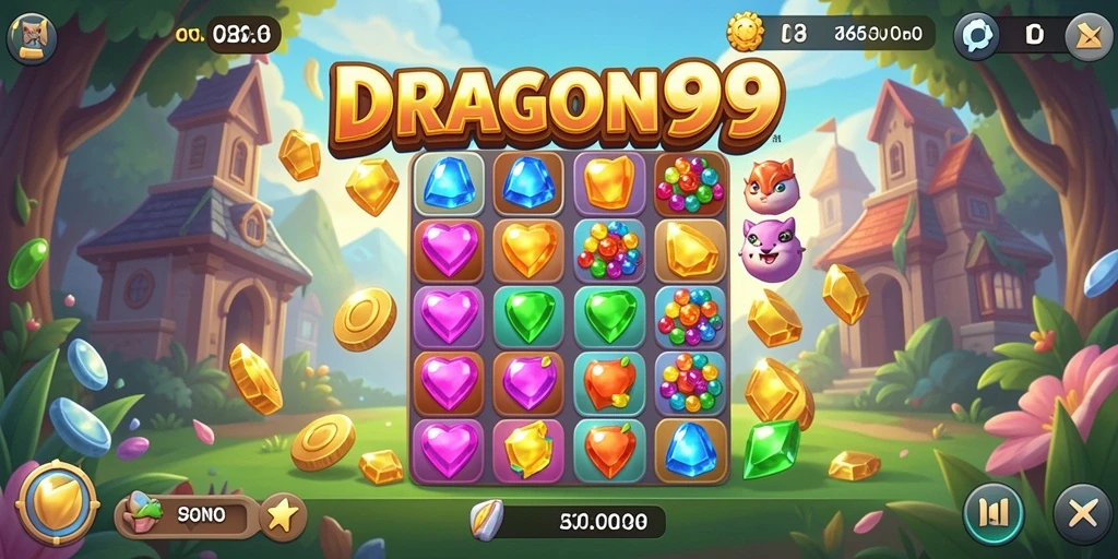 Screenshot gameplay Match-3 yang menampilkan tantangan mencocokkan permata.