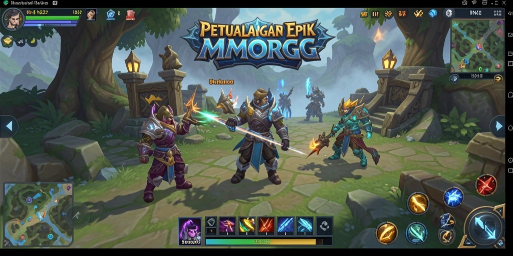 Screenshot permainan <strong>IN22</strong> menampilkan aksi heroik dalam dunia MMORPG.