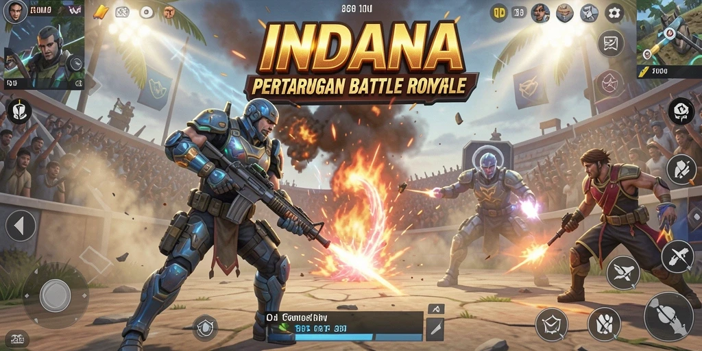 Screenshot utama menunjukkan gameplay mendebarkan Battle Royale