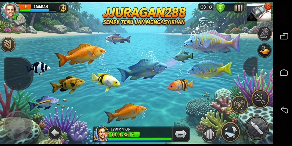 Screenshot gameplay JURAGAN28 menampilkan aksi menembak ikan yang seru.