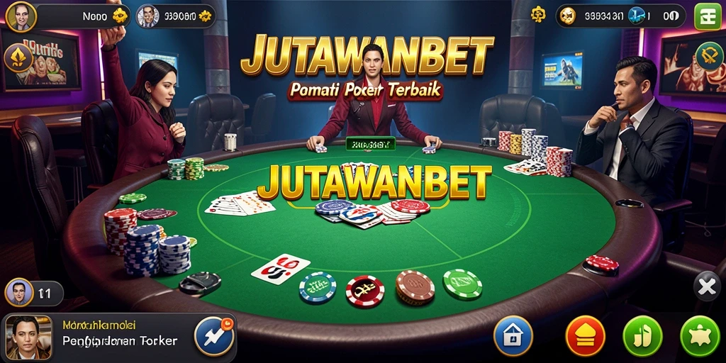 Tampilan permainan poker yang seru dan interaktif di JUTAWANBET.