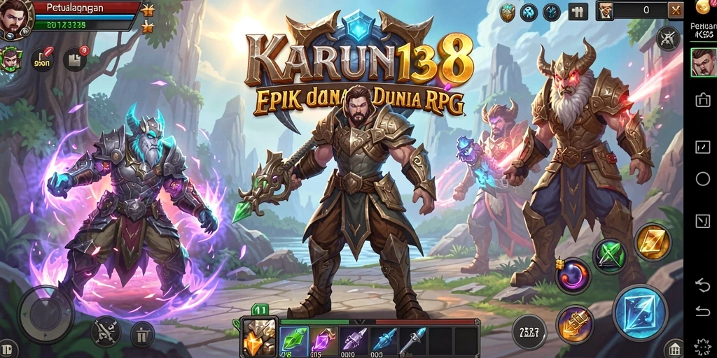Tangkapan layar utama KARUN138 menunjukkan aksi pertarungan intens dalam dunia RPG.