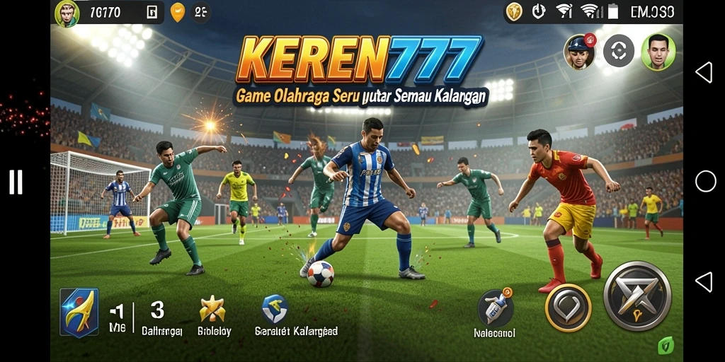 Tangkapan layar game KEREN777 menampilkan pertandingan olahraga yang mendebarkan.