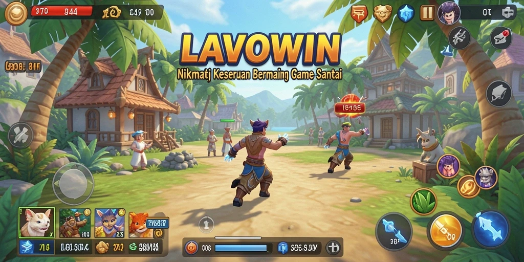 Screenshot gameplay LAVOWIN yang menunjukkan suasana santai dan seru.