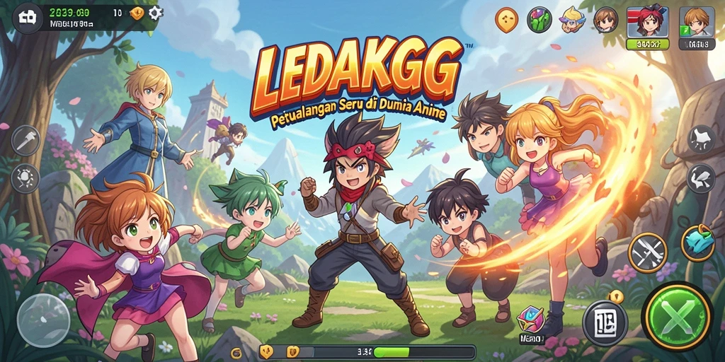 Tampilan gameplay <strong>LEDAKGG</strong> yang memukau dan karakter anime yang unik.