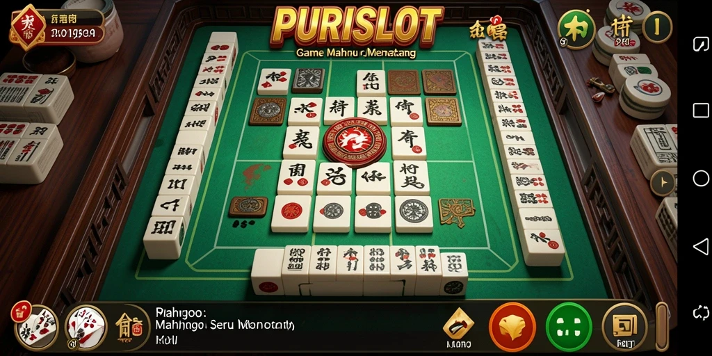 Tampilan gameplay PURISLOT saat menyelesaikan puzzle Mahjong yang menarik.
