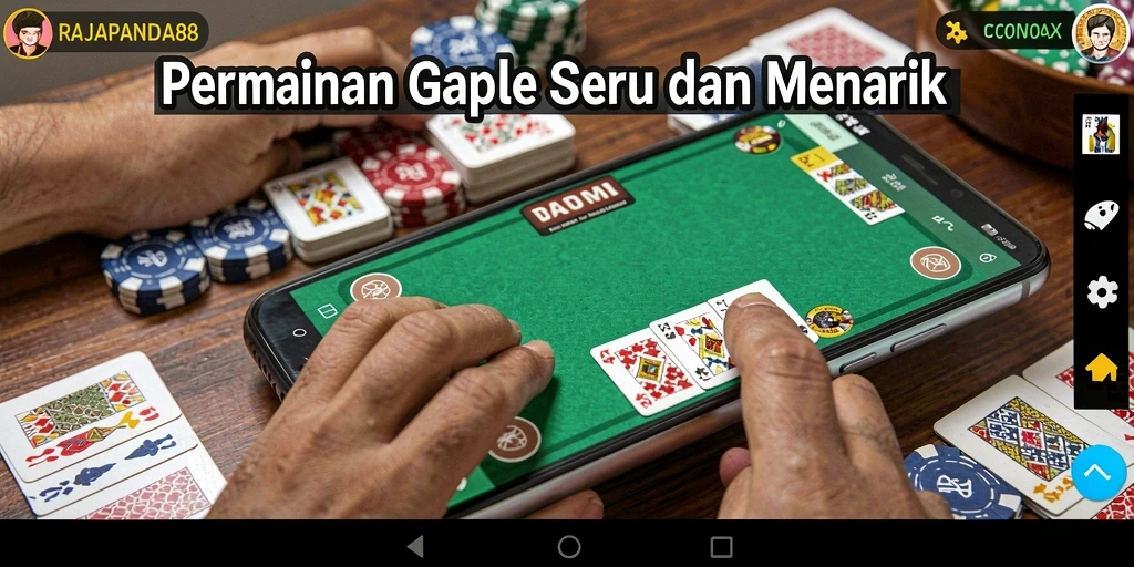 Screenshot gameplay RAJAPANDA88 menampilkan suasana bermain Gaple yang seru.