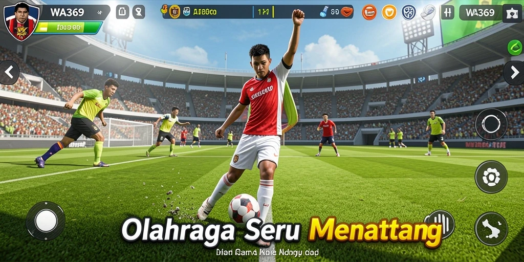 Screenshot utama menunjukkan aksi seru dalam game olahraga WA369.