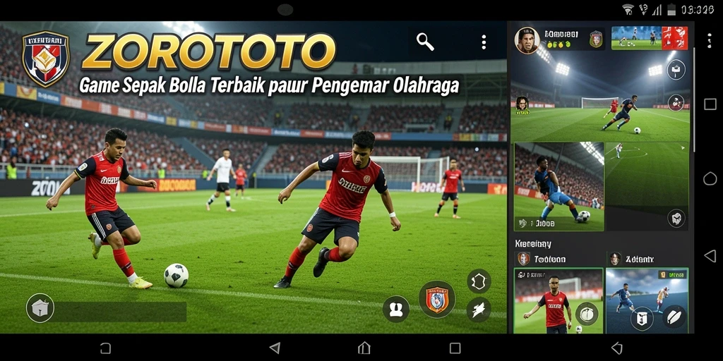 Tampilan gameplay ZOROTOTO yang penuh aksi dalam pertandingan sepak bola.